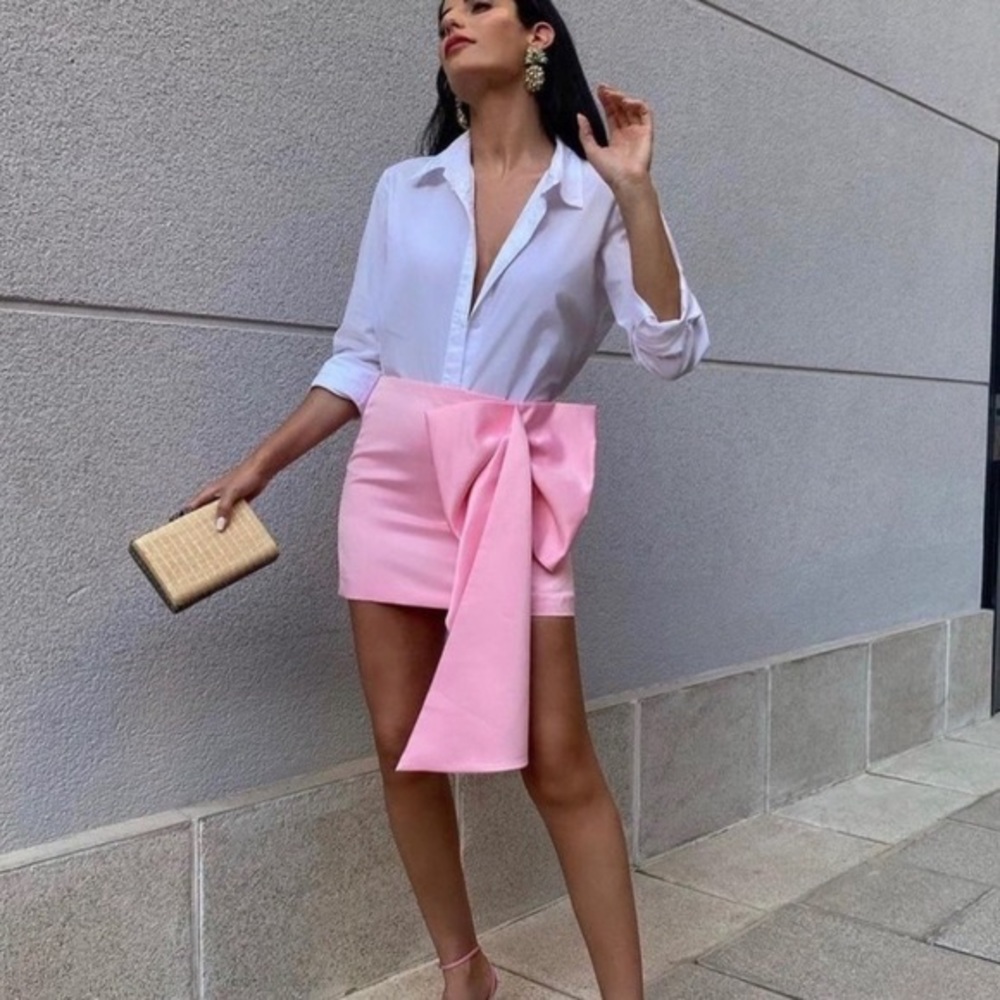 New Zara Maxi Bow Pink Skirt 3292/662 Bloggers Fav Extra Small XS Small